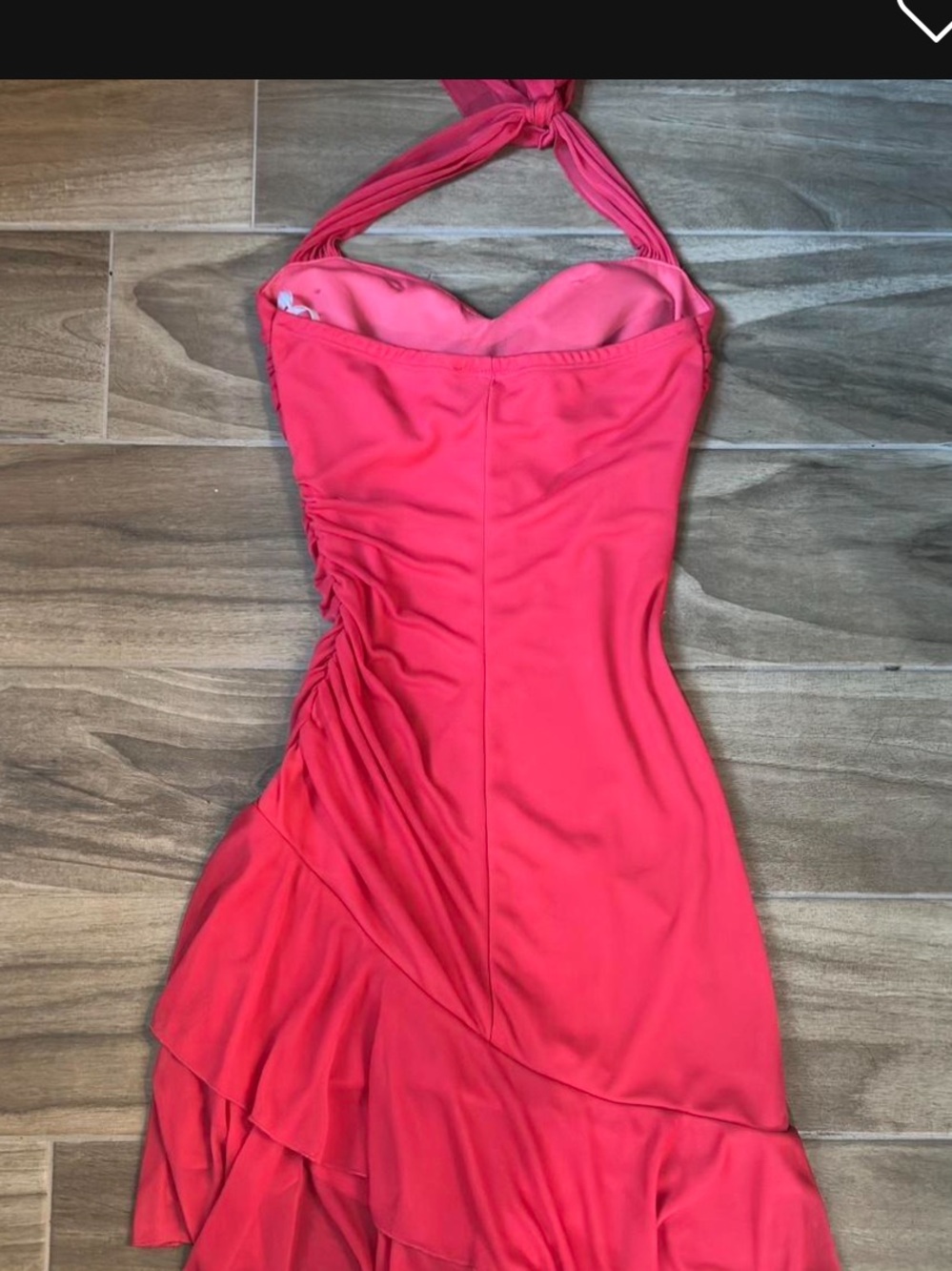 American Vintage Ruffle Halter Dress in Red - Picture 4 of 4